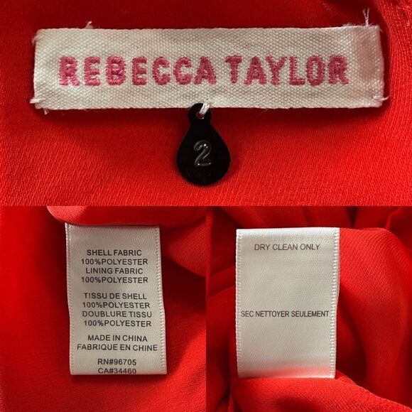 Rebecca Taylor Red Orange Pleated Sleeveless Fit and Flare Dress 2 - Picture 7 of 7